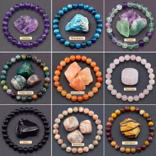 SHINE/TK跨境热卖8mm磷灰石太阳石串珠手链手工玛瑙水晶原石手链