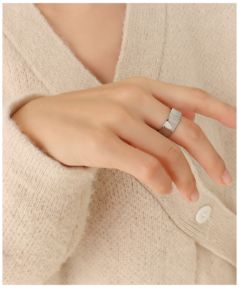 New minimalist geometric brushel womenu0027s jewelry simple titanium steel ring