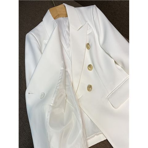 巴尔曼欧洲站白色西装外套女设计感小众炸街小香风修身女西服