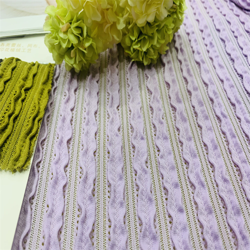 弹力立体波浪条邹布花边蕾丝提花 装饰手工辅料箱包连衣裙面料