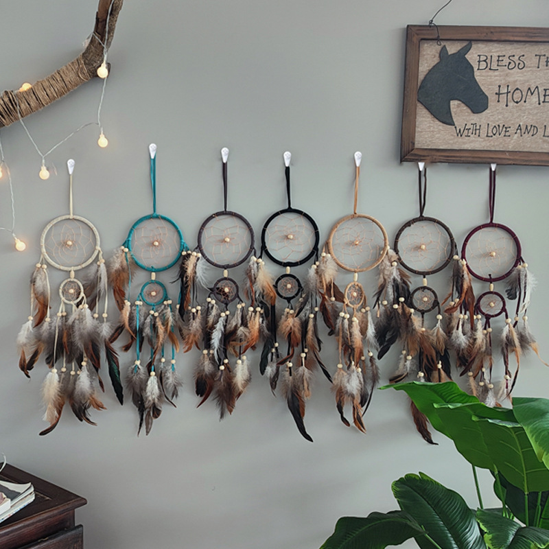 25g Weight Dreamcatcher Home Textiles & Decor Type 1 Piece Quantity Holiday, Travel, Daily Occasion Geometric Pattern Casual, Elegant, Shiny Style Casual Elegant Shiny Geometric Feather Dreamcatcher Wall Art 9