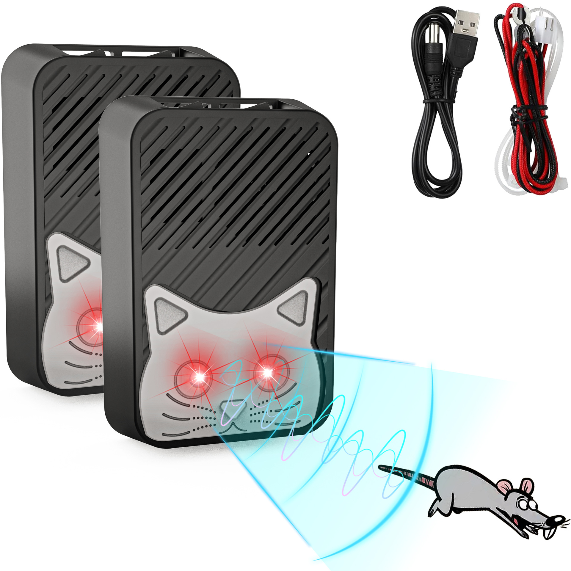 Nuevo coche ratón repelente ultrasónico ratón repelente coche motor ratón repelente 12V/5V fuente de alimentación flash LED