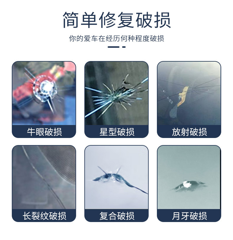 Car Glass Repair Fluid Complete Set of Glass Repair Fluid for Repairing Small Pits in Windshields