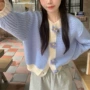 秋冬甜美风新款撞色开衫