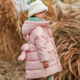 女童羽绒服2023新款儿童中长款冬季女孩宝宝加厚中大童装免洗外套
