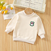 Demi-season sweatshirt, double-sided velvet solid long-sleeve, children's keep warm top, western style