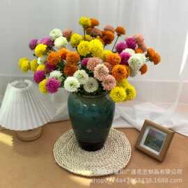 小清新4头蒲公英蜂巢果塑料乒乓菊仿真花假花客厅摆设餐桌装饰