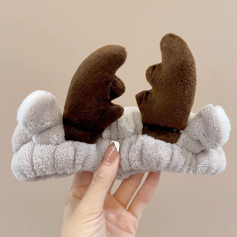 Ciervo blanco mismo estilo oso cara lavado banda de pelo máscara facial especial diadema antideslizante presión banda de pelo todo partido horquilla tocado