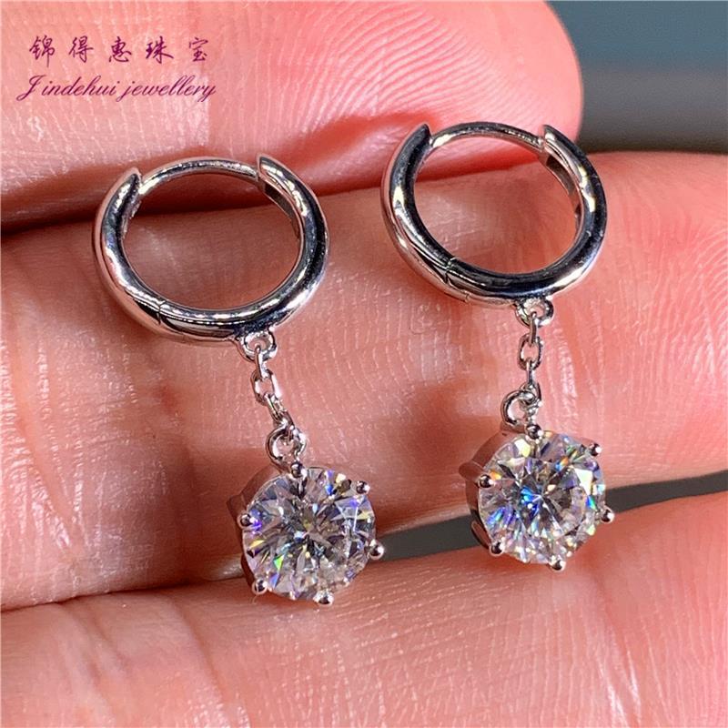 Pendientes de Plata de Ley 925 pendientes de diamantes incrustados de seis garras pendientes largos de moda para mujer pendientes de estilo coreano