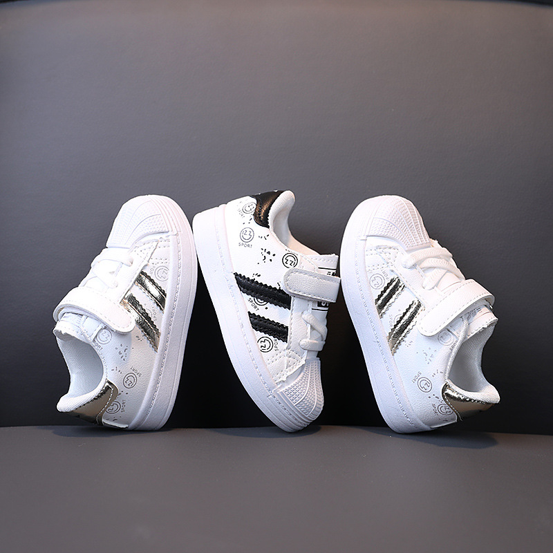 Chiren's sports boys girls' shell top board 2023 Spring and Autumn Korean version, boys' baby white shoes, 1-3 years_voghion.com
