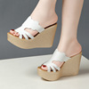 11cm slope heel fish mouth sandals female