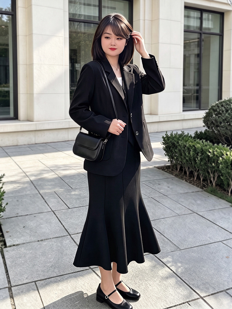 60-150kg Plus Size Women's Suit Vest and A-Line Skirt 2026 Autumn/Winter Style Three-Piece Commuting Suit for Plus Size Women 60-150kg Plus Size Women's Suit Vest and A-Line Skirt 2026 Autumn/Winter Style Three-Piece Commuting Suit for Plus Size Women