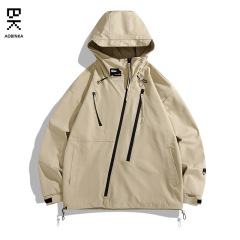 春秋新款运动服夹克情侣单层冲锋衣户外潮流宽松透气薄款连帽外套