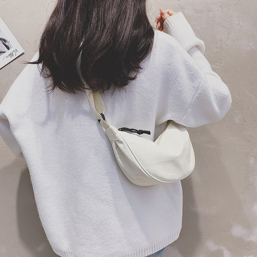 Leather Crossbody Bag for Women Fashion Diaper Bag Lightweight Small Shoulder Bag Underarm Bag Simple Canvas Tote Bag