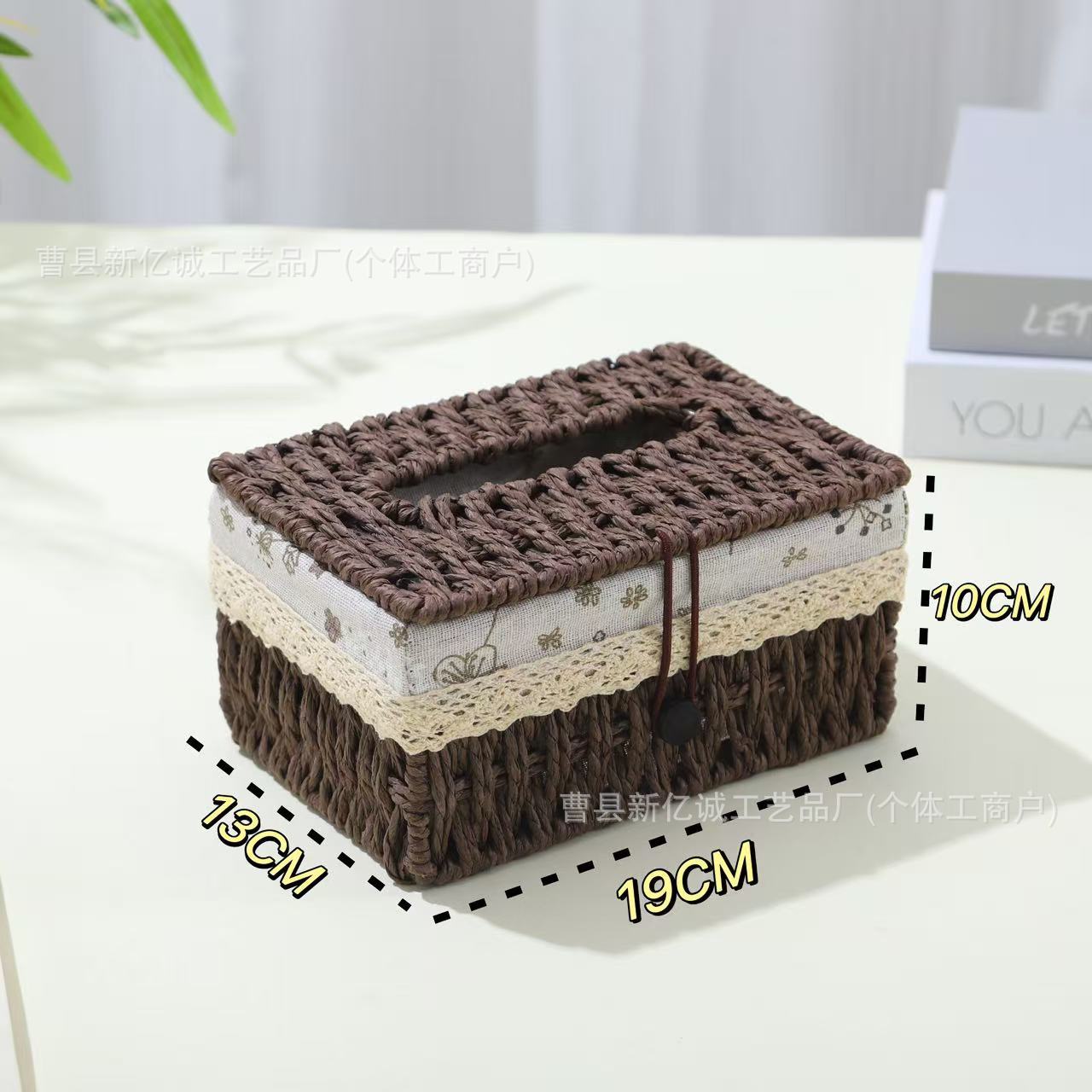 Caja de toallas tejida a mano inswind nuevo estilo caja de dibujo de papel rojo en línea sala de estar caja de papel de alto grado viento pastoral
