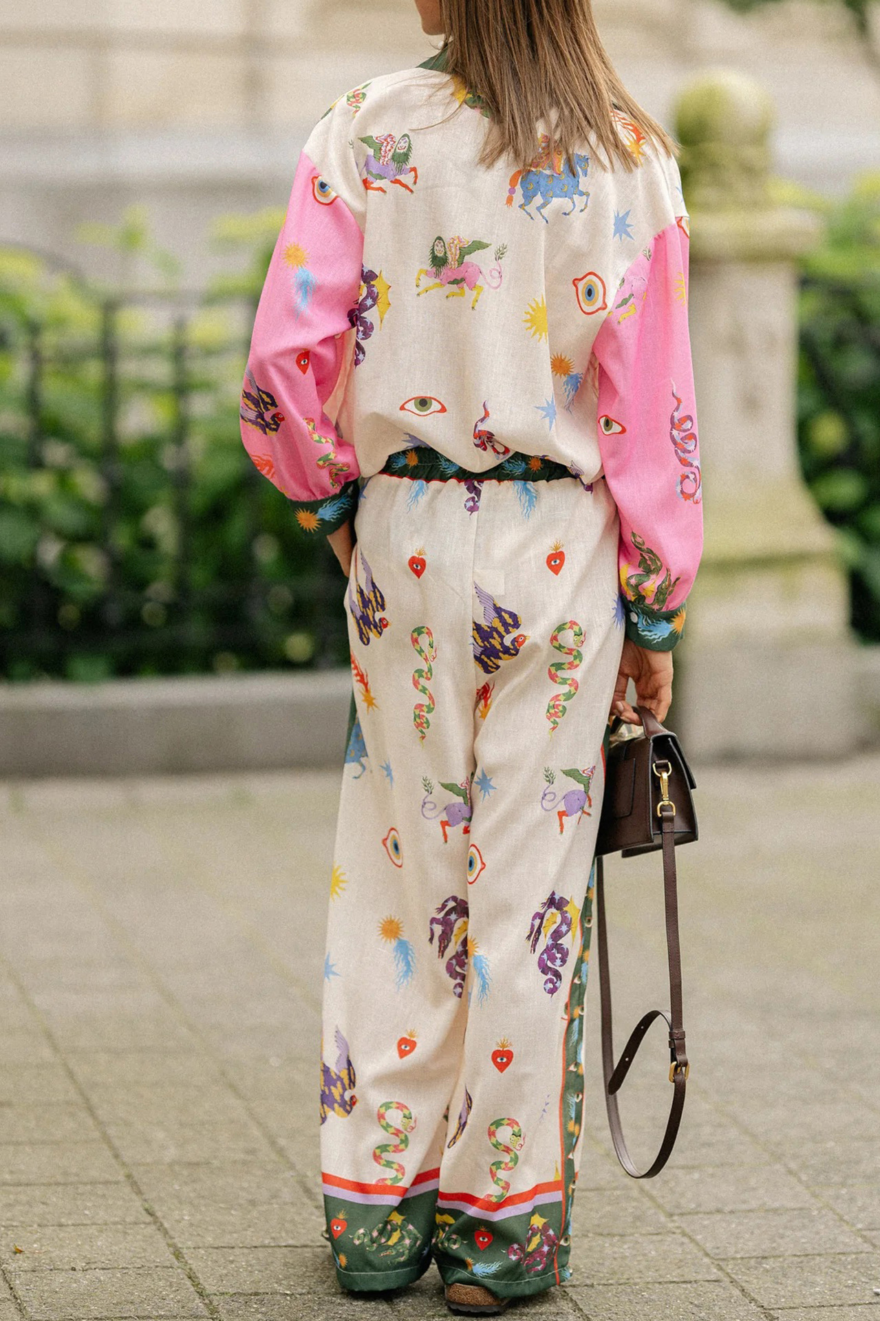 Turndown Neckline Holiday Women's Casual Vacation Animal Abstract Polyester Printing Pocket Pant Co-ord Set Pants Sets