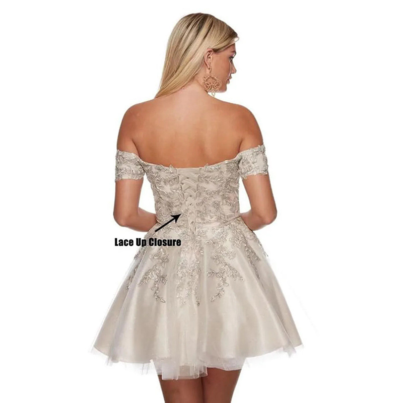 Vestido de noche corto de graduación para mujer, estilo A-line, novedad 2026, vestido de cóctel con hombros descubiertos, estilo princesa, suministro transfronterizo