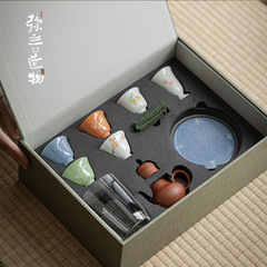 Miyan purple sand Siting pot mix and match set home hand-painted master cup teacup kung fu tea set gift box high-end