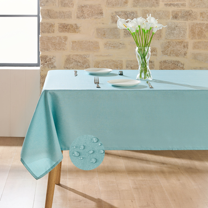 Imitación de lino impermeable-lago azul