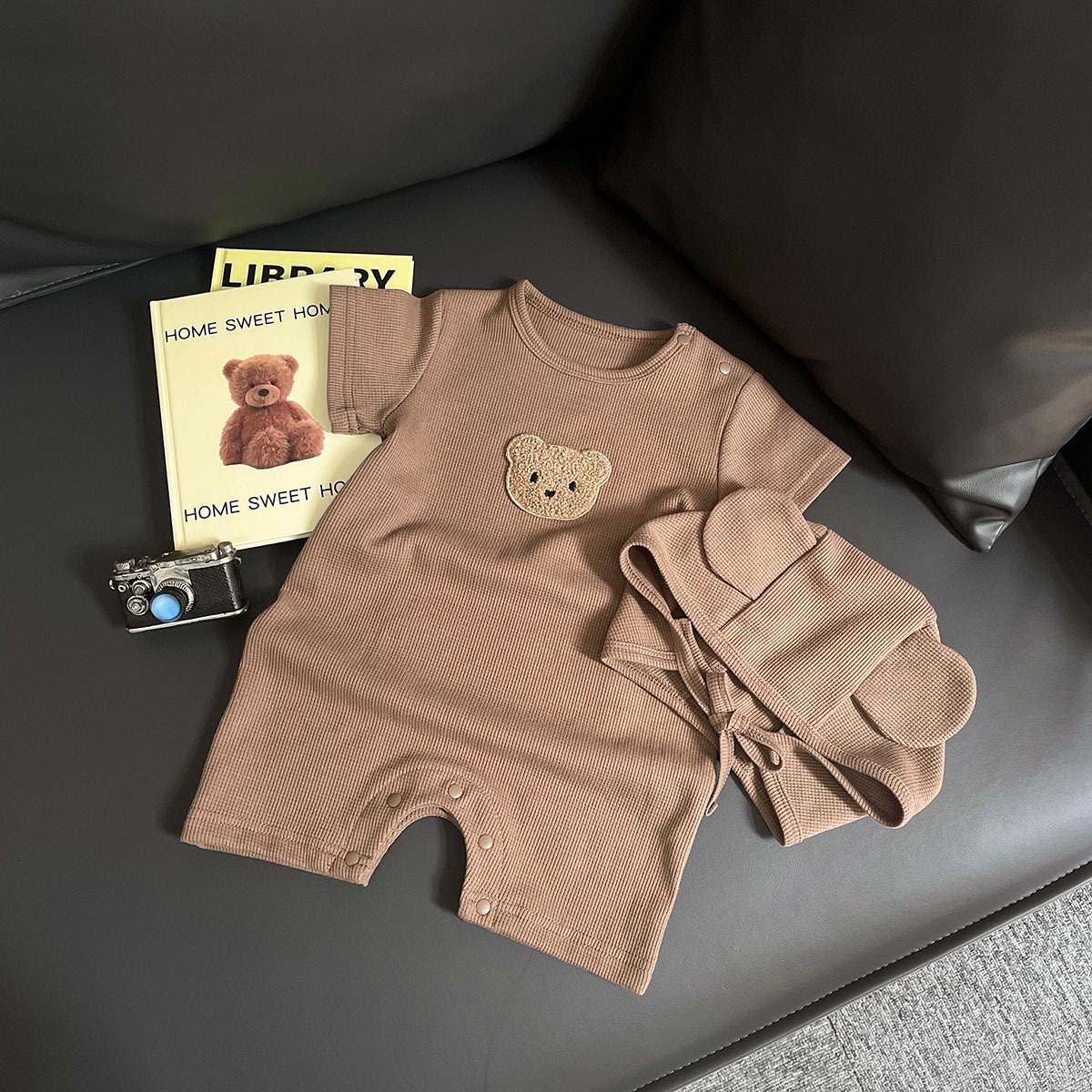 Beebi waffle bodysuit karu mustriga suvised lühikeste varrukatega_voghion.com