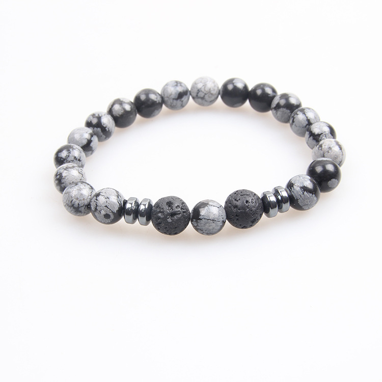 눈송이와 화산석 팔찌 8mm