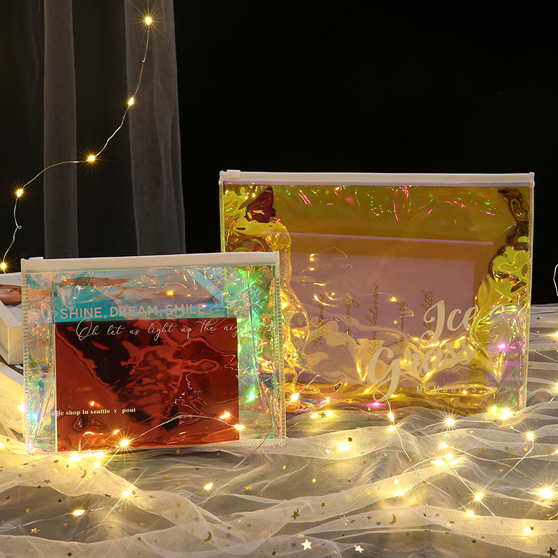 炫彩pvc化妆品收纳袋时尚透明杂物便携旅游短途洗漱自封口