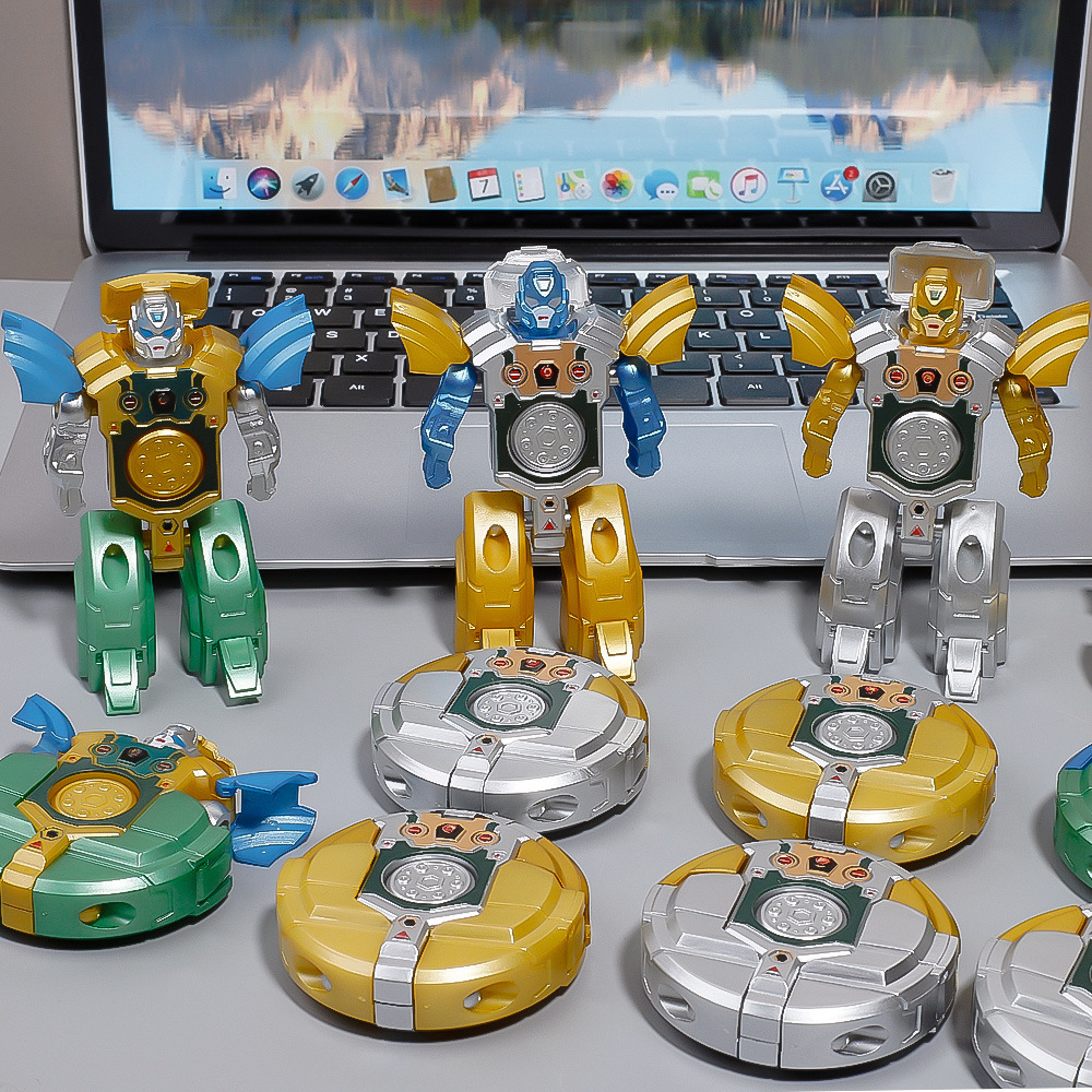 Transformer, robot, spinning top