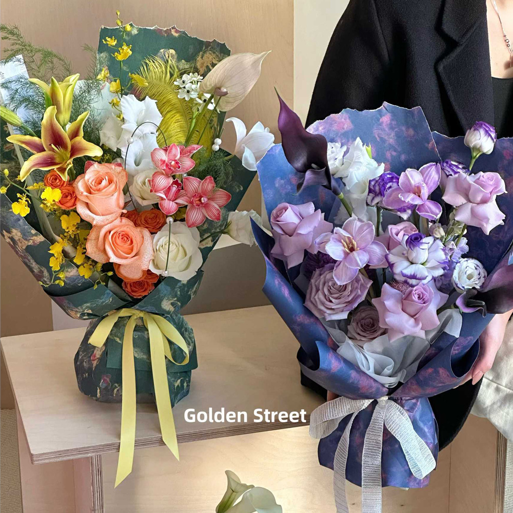 古法敦煌风华纸鲜花花束包装纸防水耐揉加厚牛皮纸手工diy花店