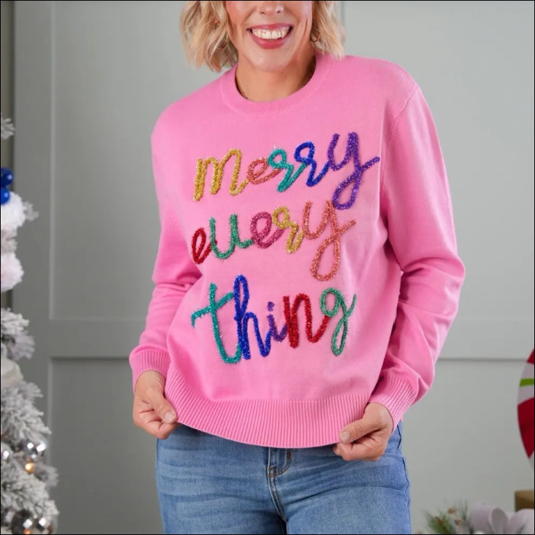Cross-Border Custom Christmas Sweater Women's Pullover Holiday Embroidered Striped Letter Knitwear Thick Christmas Clothing Cross-Border Custom Christmas Sweater Women's Pullover Holiday Embroidered Striped Letter Knitwear Thick Christmas Clothing