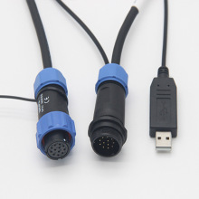 IP68防水连接器SP21-12芯插头公母连接电缆带USB FT232RL芯片