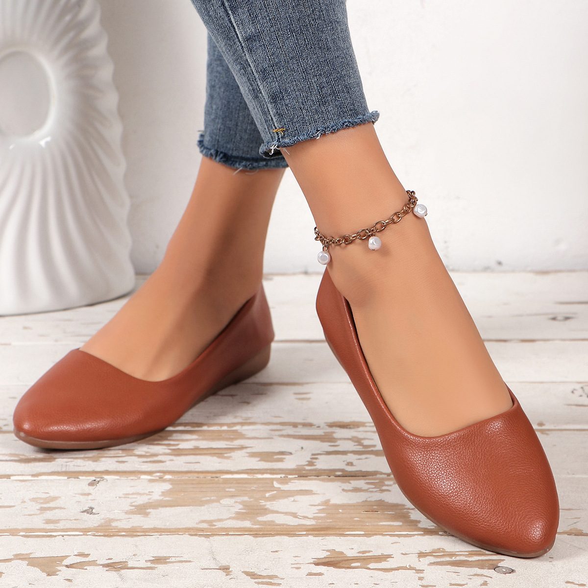 Mocassini donna in pelle classici scarpe basse comode casual_voghion.com
