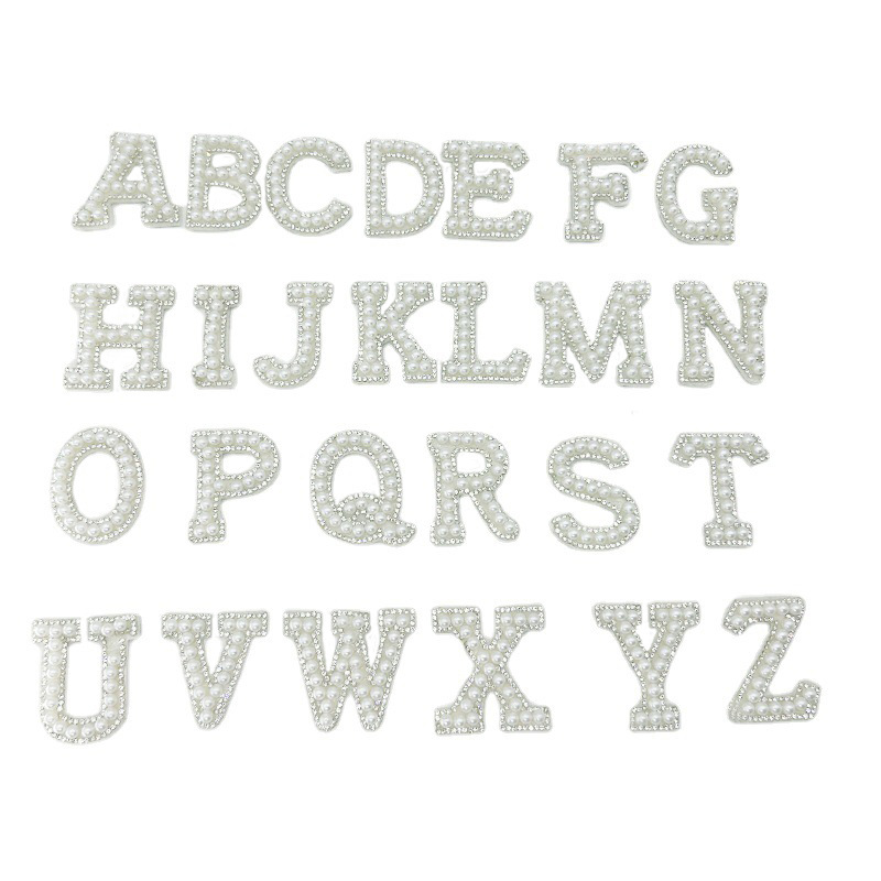 Granel 26 letras inglesas de perlas de diamante pegatinas de patrón de letras pegatinas de tela no tejida pegatinas diy accesorios de joyería pegatinas de perforación
