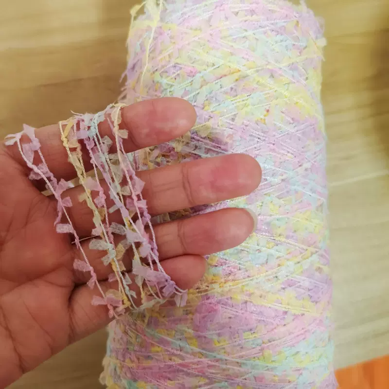 厂家供应进口马卡龙色蝴蝶纱线涤纶手编细毛线针织 DIY手混线