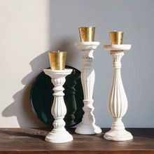 陶瓷道具套木质素三摆件北欧装饰插花旧拍照做胚家居风风烛台