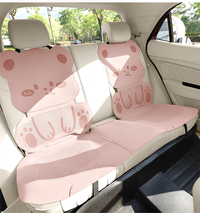 Suitable for Lexus cars, the suede seat covers feature a three-dimensional cartoon bear design, cute, comfortable, and breathable
