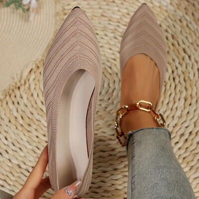 L 25205 Square Toe Flat Shoes Women 浅口方头单鞋