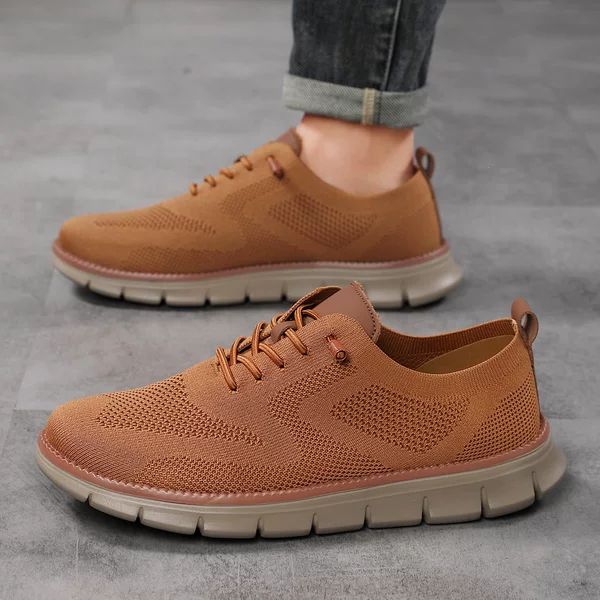 Hot-selling new cross-border lightweight lace-up casual men's shoes, breathable fly-knit loafers, large size men's loafers