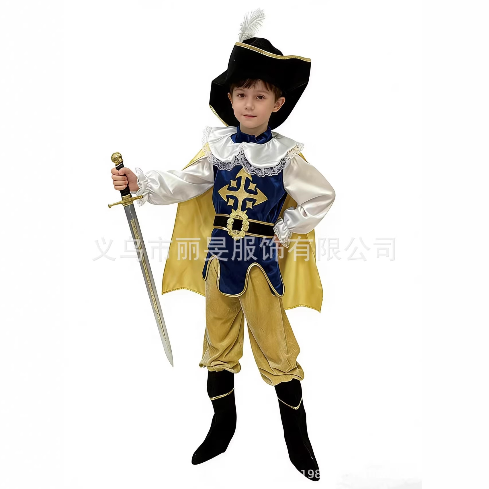 Boys' Medieval Noble Musketeer Cosplay Costume Halloween Kindergarten Role-Playing Costume Manufacturer Wholesale in Stock