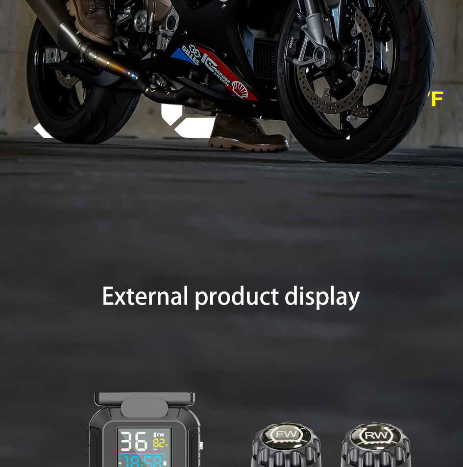 Mt20 Cross-Border Motorcycle Tire Pressure Monitor Electric Motorcycle Detector External Wireless Tire Pressure Detection System