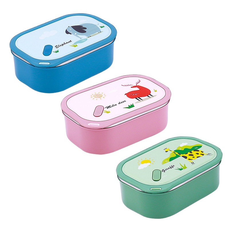 Xinfan 304 de acero inoxidable con aislamiento lonchera de una sola capa compartimiento del estudiante calefacción portátil caja de almuerzo de dibujos animados