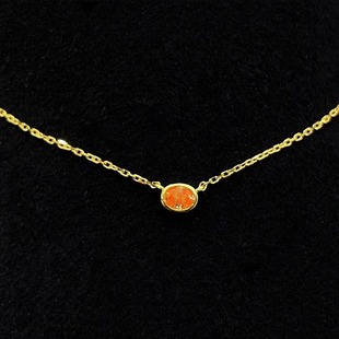 New 0.32ct18K Gold Classic Fresh Oval Drop Orange Diamond Necklace Fashion Simple Diamond Chain