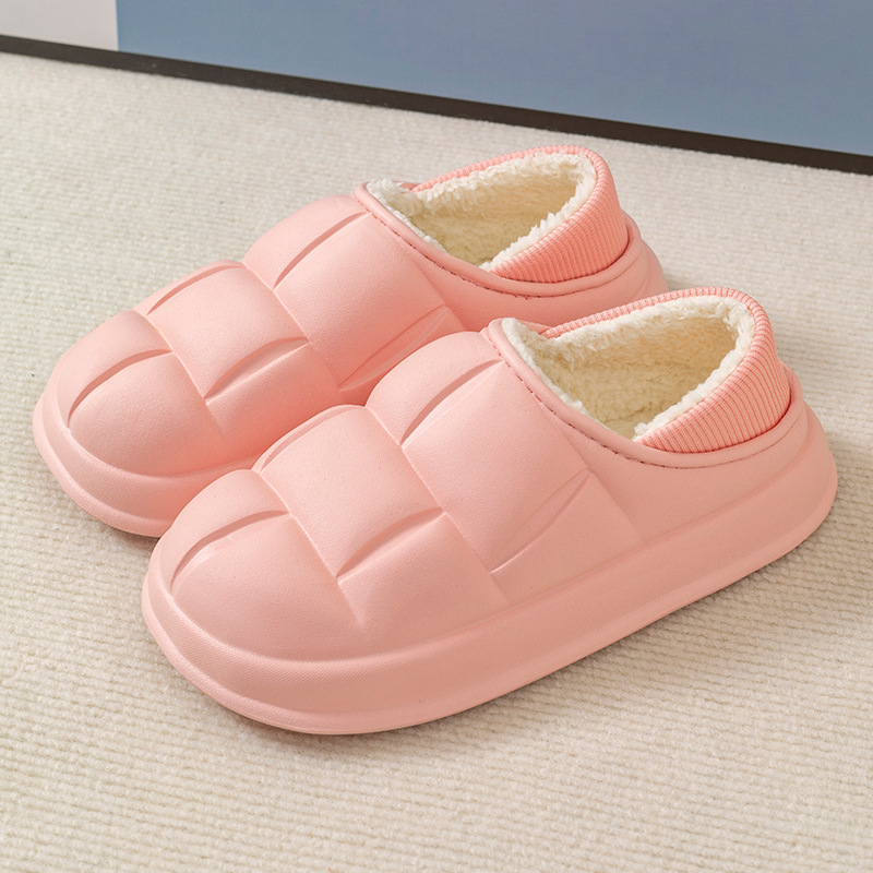 Boji impermeable Zapatillas de algodón para las mujeres desgaste de invierno antideslizante pétalos interior hogar cálido hogar forro polar zapatillas para hombres