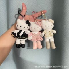 HK新款动漫电玩节长腿KT黑色金色粉色三款小香风可爱毛绒包包挂件