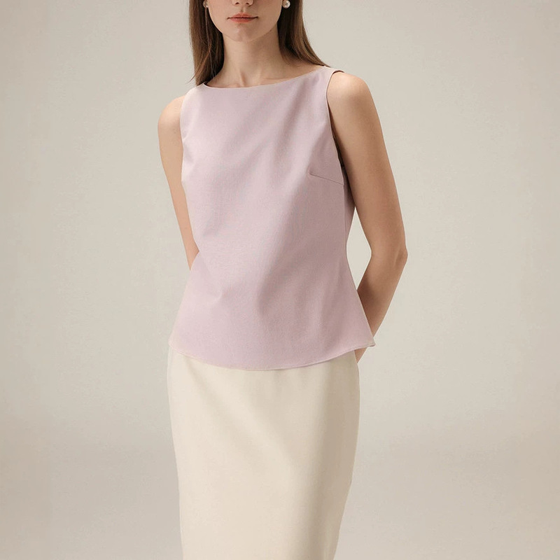 Pre-Sale French-Style Commuter Off-The-Shoulder Sleeveless Camisole Shirt for Women, Spring/Summer Pink Slim-Fit Fashion Top Pre-Sale French-Style Commuter Off-The-Shoulder Sleeveless Camisole Shirt for Women, Spring/Summer Pink Slim-Fit Fashion Top