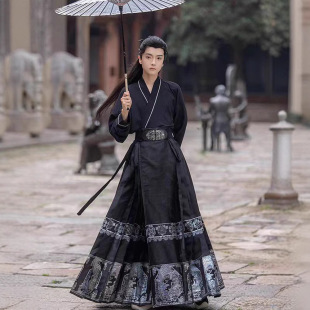 Nanping Zhiyuan Ming-made Hanfu Horse-faced Skirt Fine Flash Snail Brocade Men's and Women's suit Spring and Autumn Embroidered Poncho