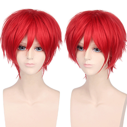 Master Shengda cos wig boy reverse curly short hair color universal men's wig cosplay anime wig