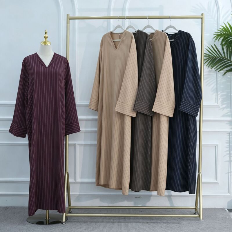2026LoriyaV-neck plus size dress striped dress LR1166