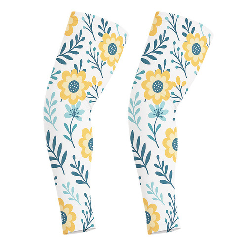 Eurasian cool feeling loose sun protection ice sleeves anti-slip sports sleeves daisy digital printing high elasticity cycling sleeves long style