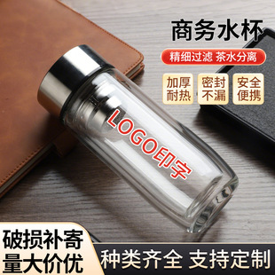 Double-Layer Glass Daily Necessities Wholesale Printed Logo Advertising Gift Tea Cup High Temperature Resistant Anti-Scalding Tea Cup
