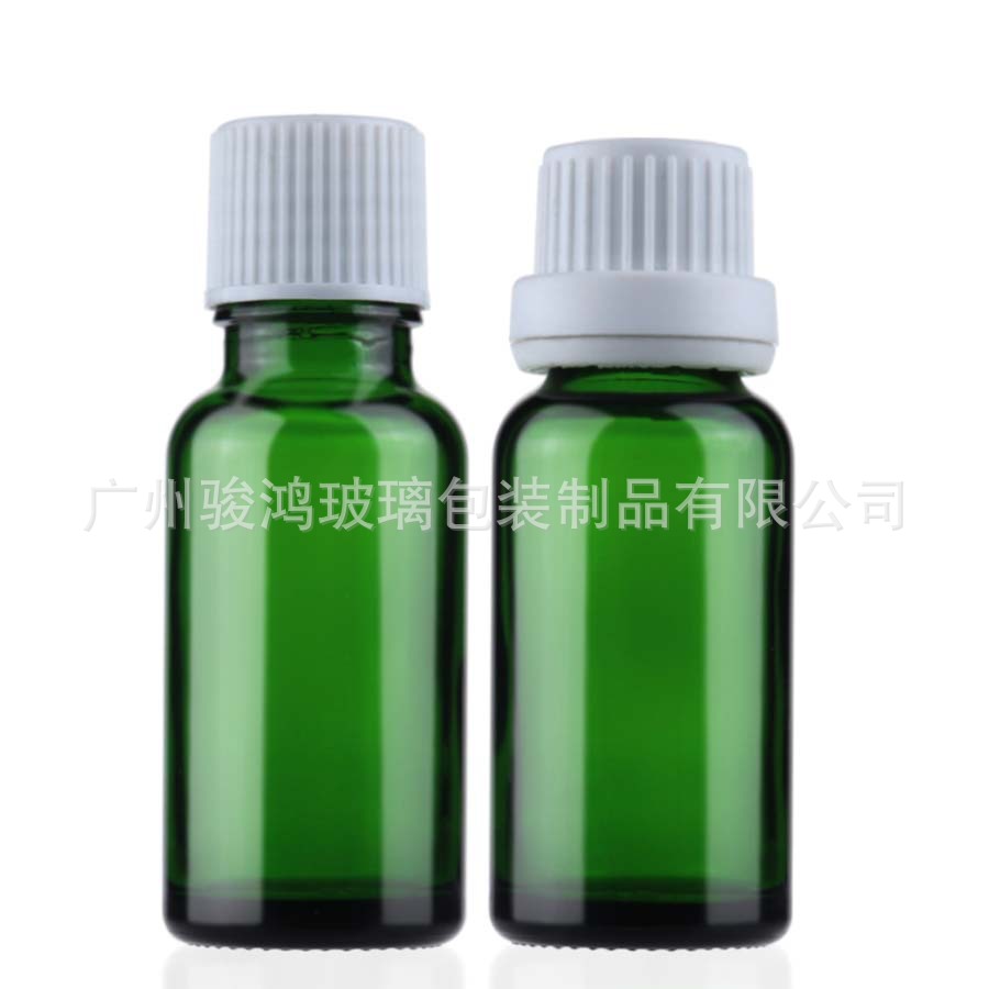 厂家现货供应全自动机制玻璃瓶，30毫升绿色精油瓶可丝印烫金